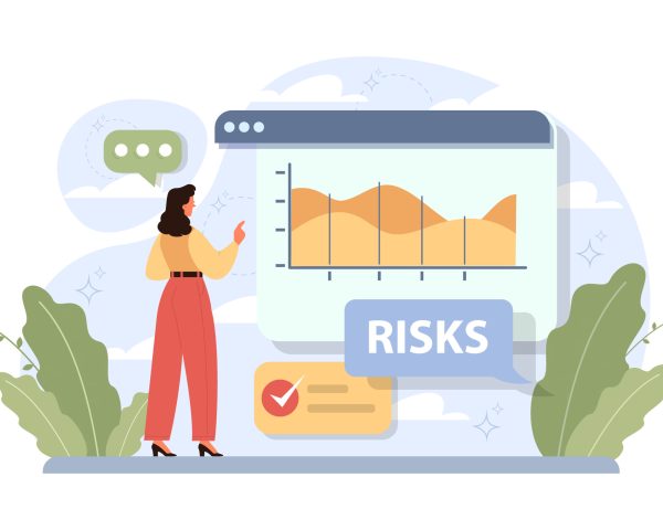 Risks asessment as a product development stage. New brand or start up launch. Business project progression. Potential risks and spendings analysis. Flat vector illustration